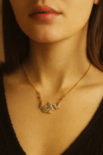 Golden double Flower locket with Silver Stone