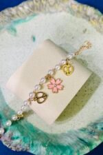 Golden Chain Pink Flower Bracelet