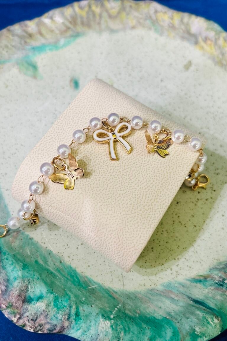 Golden chain pink flower bracelet
