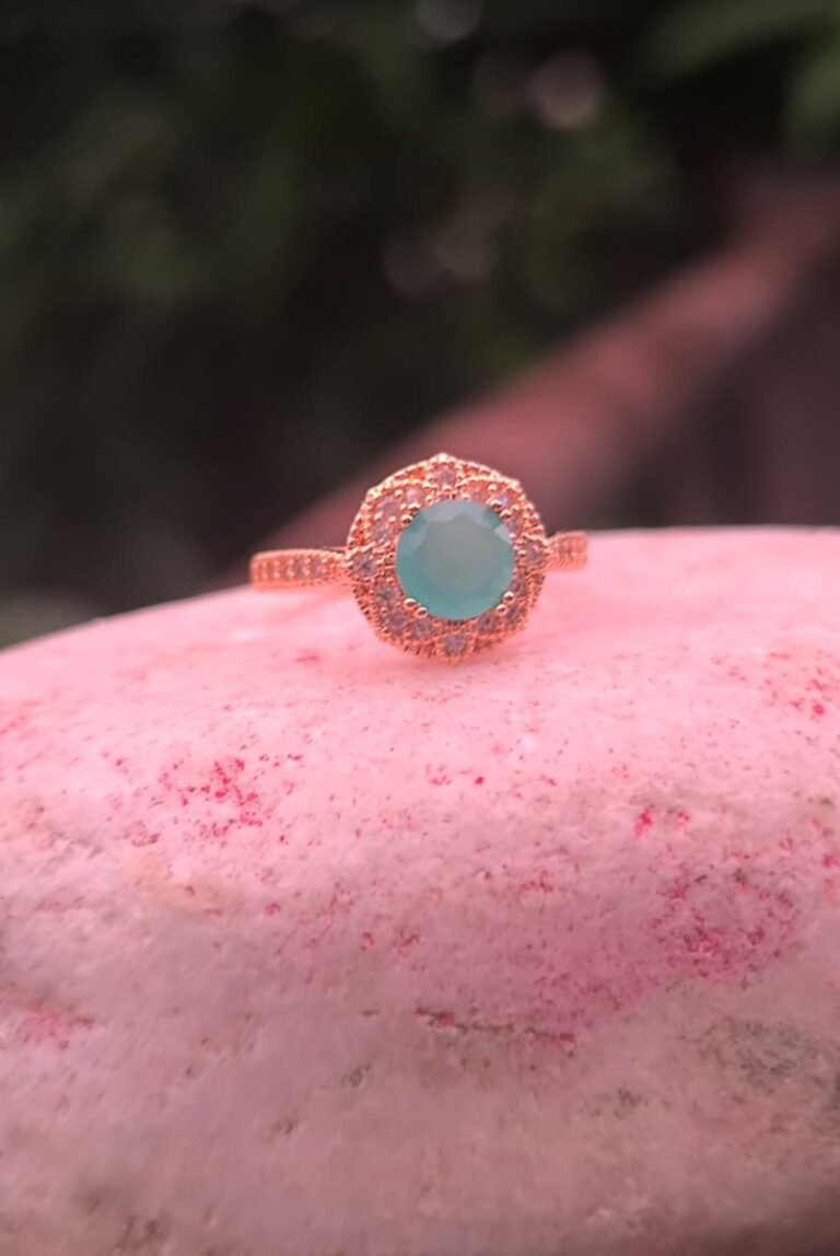 Adjustable golden base turquoise Stone Ring