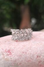 Adjustable golden leaf shape ring with  stone - Image 2