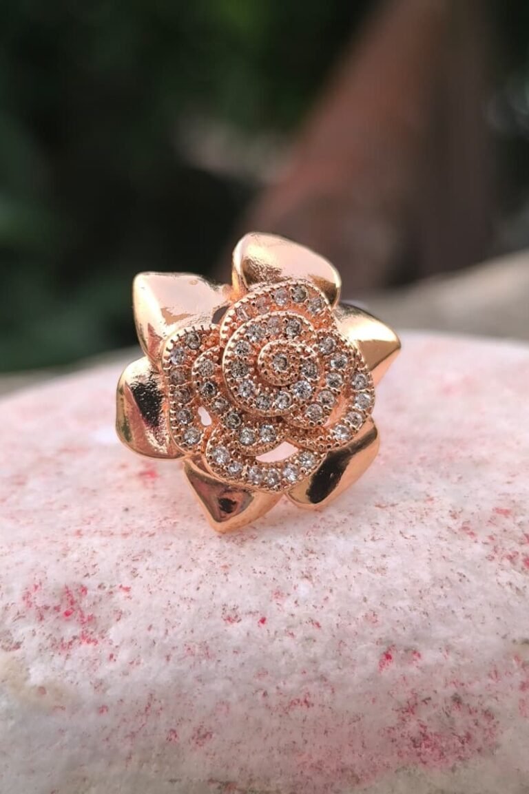 Elegant flower ring golden (2)
